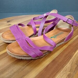 BioNatura Sandals Leather Strappy Fuschia Pink Purple Made in Italy Size 37 /‎ 7